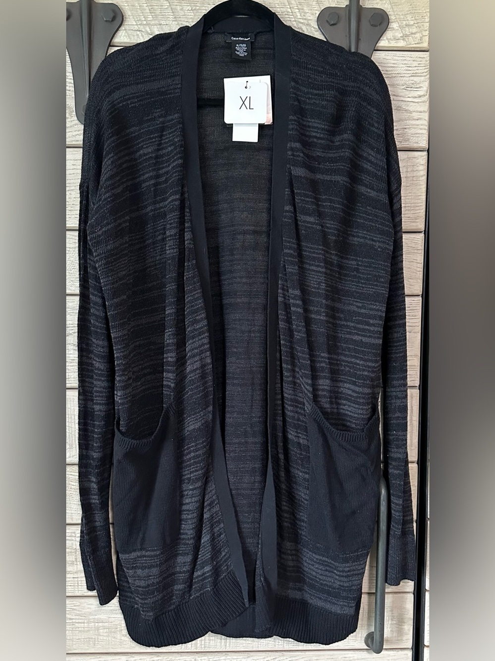NWT Lightweight Black/Gray Open-Front Women’s Cardigan Sweater - XL